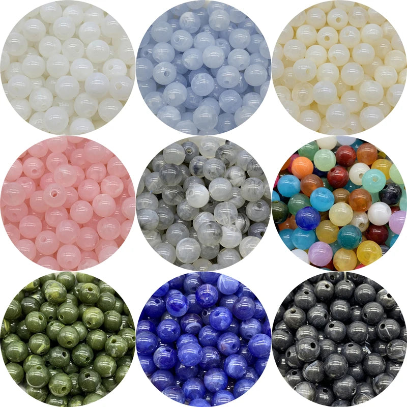 Cuentas Acrílicas Redondas para Fabricación de Joyas - Abalorios Espaciadores Sueltos (6/8/10MM)