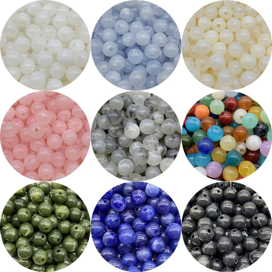 Cuentas Acrílicas Redondas para Fabricación de Joyas - Abalorios Espaciadores Sueltos (6/8/10MM)