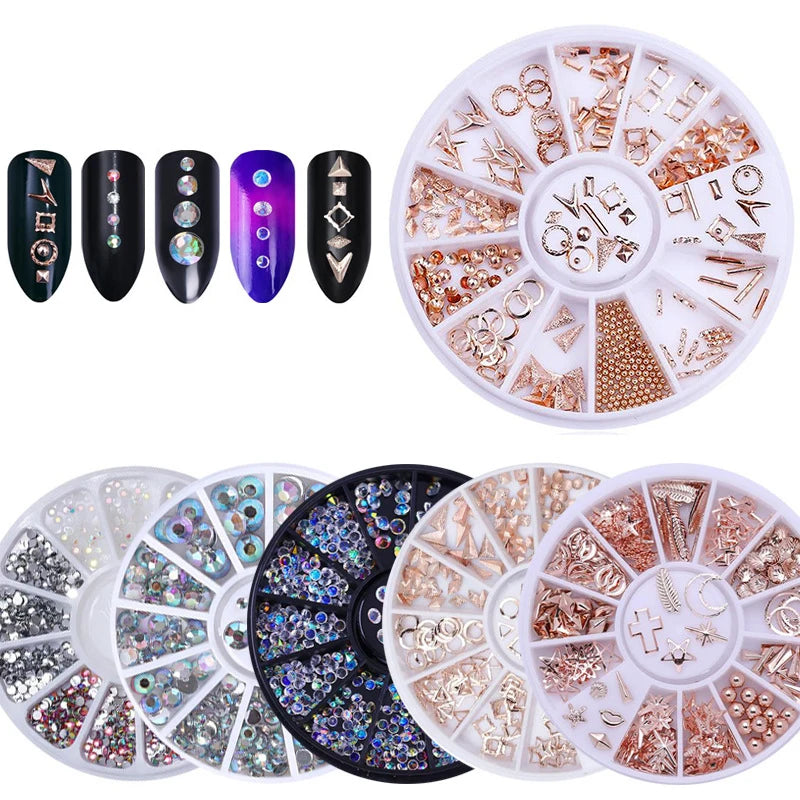 Decoración Nail Art uñas Piezas para uñas, purpurina, gemas de cristal de imitación, cuentas de joyería, accesorios de decoración de manicura, suministros de uñas para profesionales uñas accesorios y herramientas