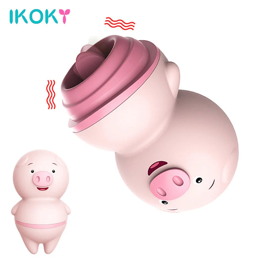 Succionador de Clítoris y Vibrador Lindo Cerdo Rosa, 6 Modos de Lametones Anales y Masaje, Juguete Erótico para Mujeres, USB Recargable