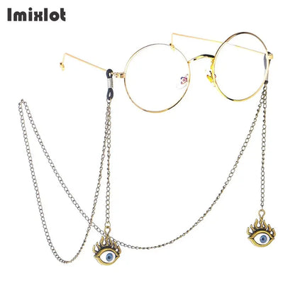 1PC Cadena de Gafas de Metal Dorado con Múltiples Estilos: Cadena para Gafas con Colgante de Fresa, Cruz, Flor - Sujeta Cordón para Lentes de Lectura