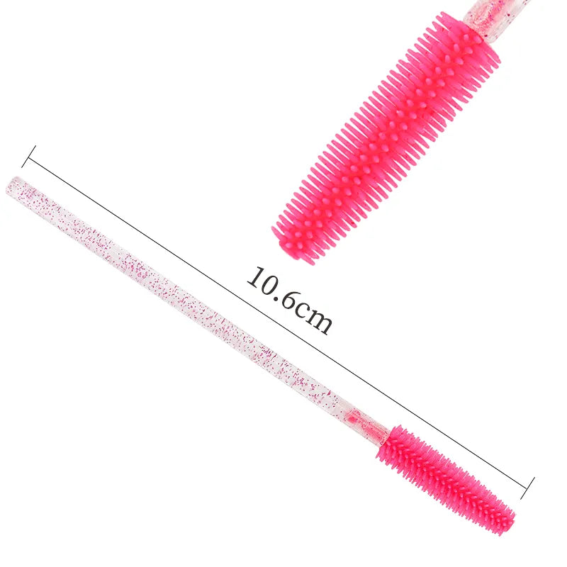 Conjunto de 50 Aplicadores Desechables de Pestañas de Silicona y Cristal: Cepillos de Diamantes para Maquillaje de Belleza Femenina