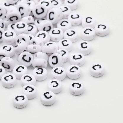 50/100 Piezas de Perlas Espaciadoras Acrílicas Redondas Blancas A-Z de 7x4MM para Joyería - Accesorios DIY para Pulseras