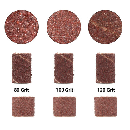Set de Tambores de Lijado XCAN #80#100#120 con Mandril de Lijado de 6.35mm y 12.7mm para Herramientas Rotativas Dremel - Bandas Abrasivas