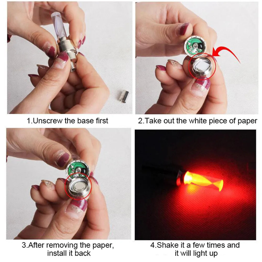 Luz LED para Válvula de Rueda - Lámpara Impermeable y Neón de Colores para Bicicleta, Moto y Auto