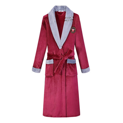 Bata gruesa de franela para hombre, Kimono de baño, camisón cálido, lencería íntima, ropa de casa de talla grande, Otoño e Invierno