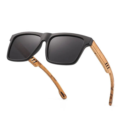 HU WOOD - Gafas de Sol Cuadradas para Hombre | Lentes Polarizadas con Protección UV400 | Moda, Espejo, Deporte y Conducción
