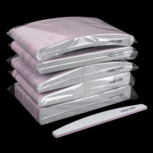 Limas grises para manicura y pedicura, bloque pulidor de doble cara, 100/180, 50 unidades por lote