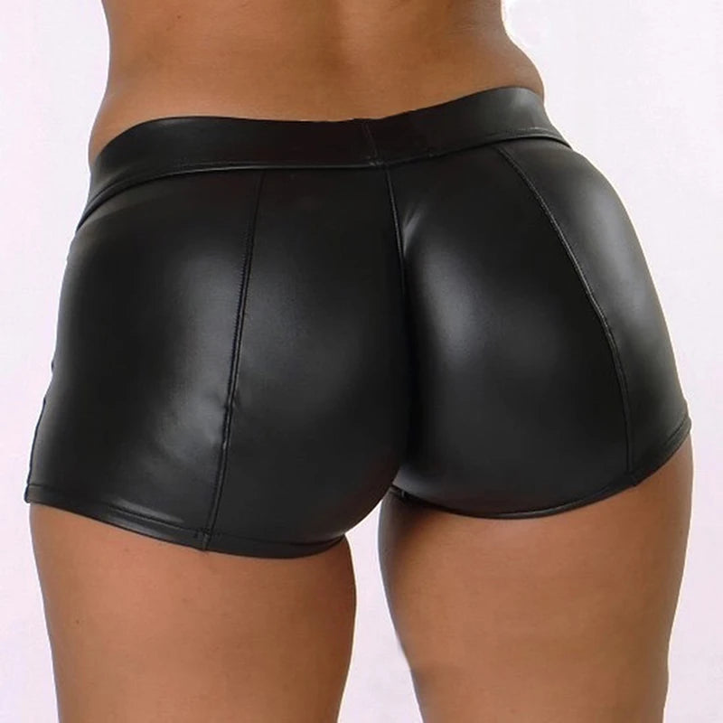 Shorts de Cuero para Mujer, Cintura Alta Bodycon Push-Up, Cortos Slim Fit Negros, Deportivos y Sexy, Joggers Fitness