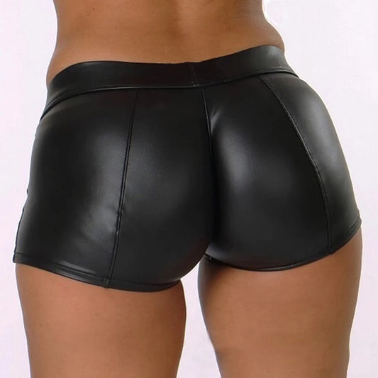 Shorts de Cuero para Mujer, Cintura Alta Bodycon Push-Up, Cortos Slim Fit Negros, Deportivos y Sexy, Joggers Fitness