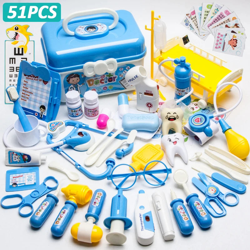 Set de Médico para Niños, Juegos de Simulación con Kit Médico y Accesorios de Enfermería, Maletín de Juguetes Educativos para Regalo Infantil