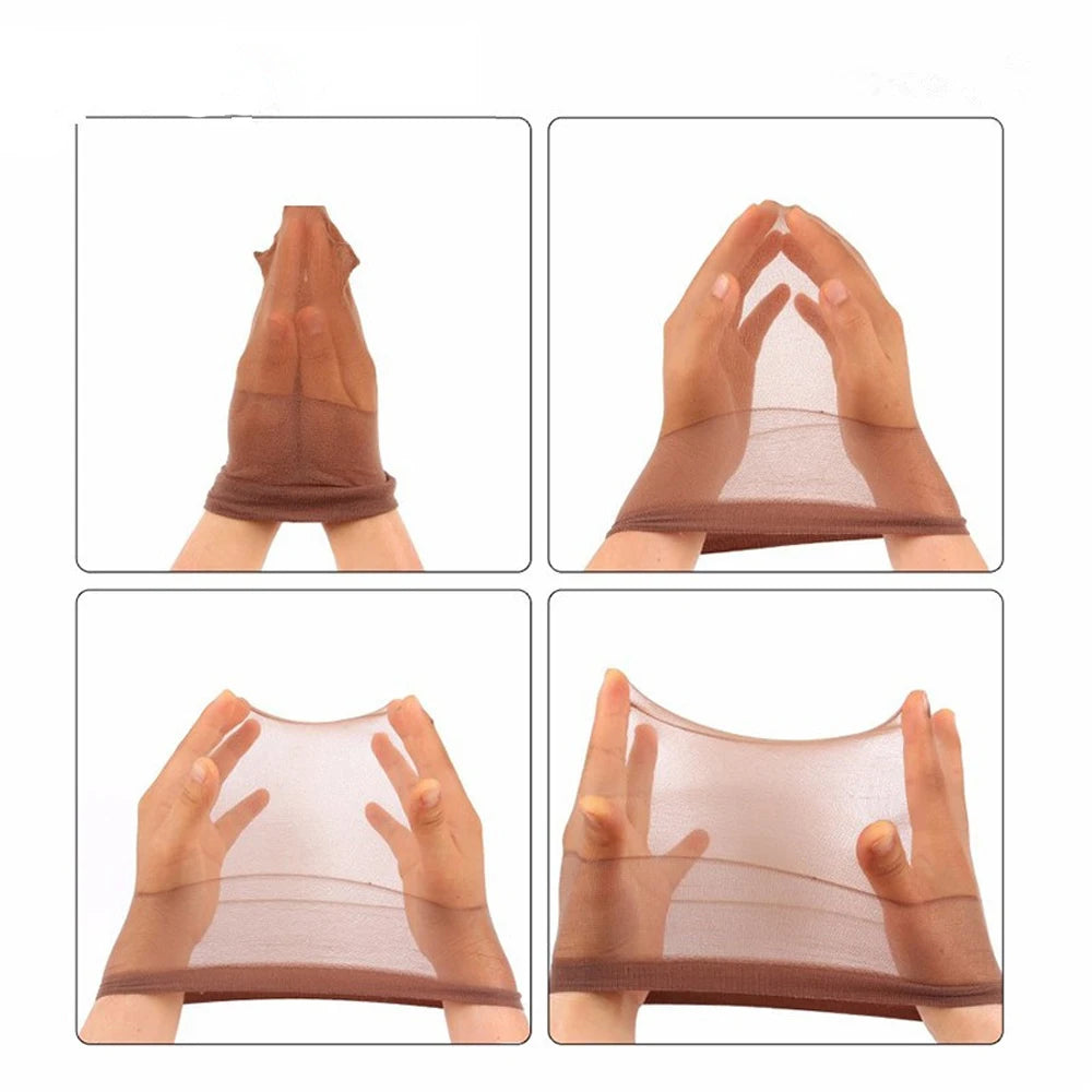 Gorro de malla para peluca, malla elástica para el pelo, color Beige, sin pegamento, fácil de usar y lavar