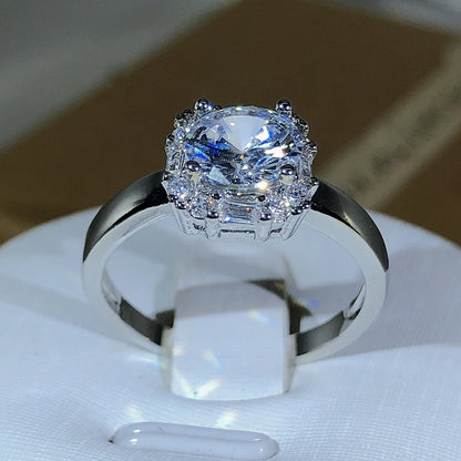 Anillos de Boda de Cuatro Garras en Plata 925: Cuadrado AAAAA con Circón Blanco