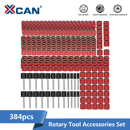 Kit de 384 Bandas de Lijado XCAN con Papel de Lija (80-600 Grit) y Tambores de Lijado para Herramientas Rotativas Dremel