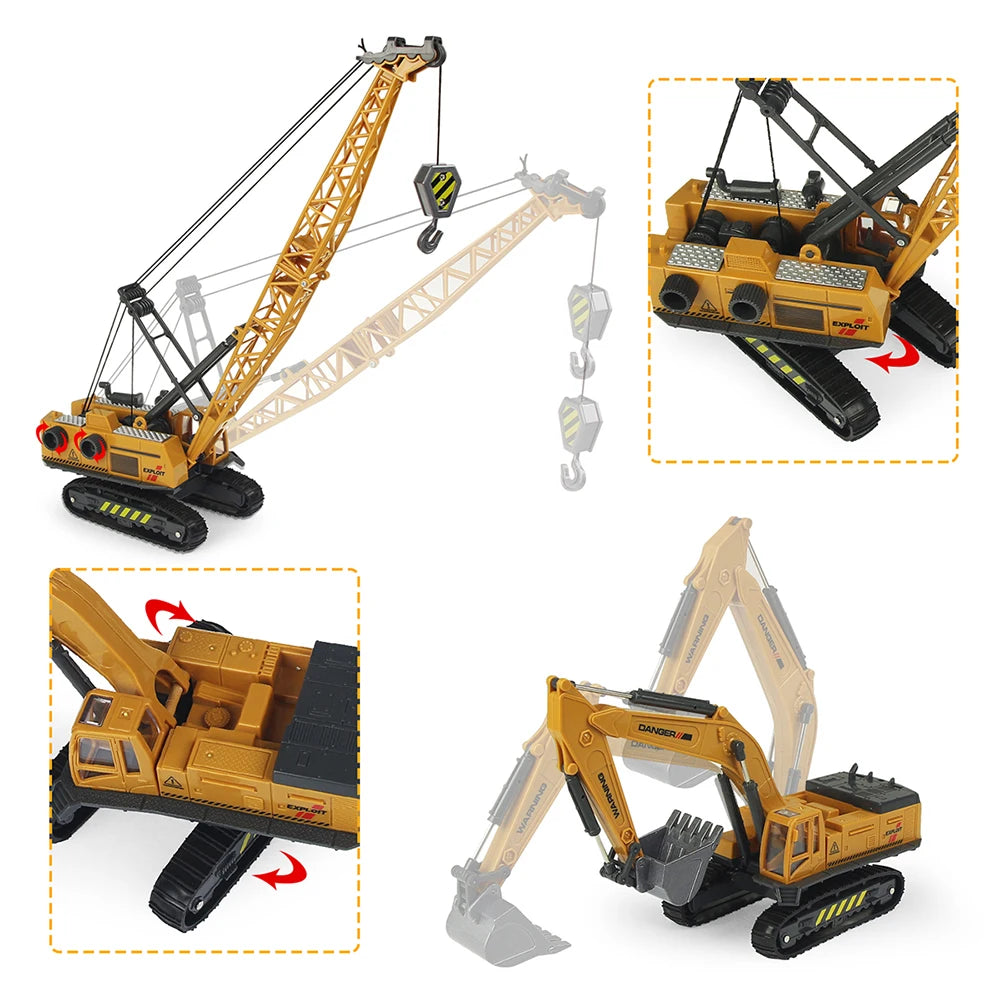 Set de 9 Modelos de Vehículos de Construcción de Aleación, Camiones de Juguete de Metal, Excavadora, Cargador y Tractor para Niños, Regalo Educativo