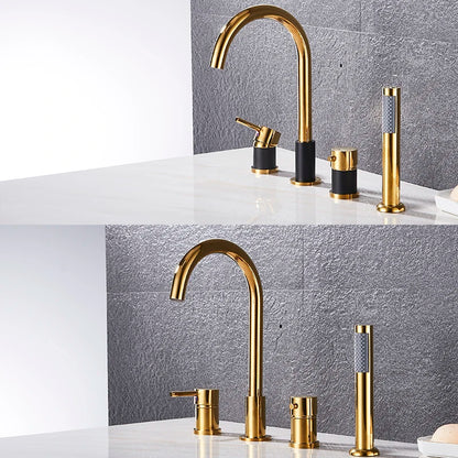 Juego de 4 Piezas de Grifo para Baño de Latón - Mezclador de Agua con Ducha de Mano para Bañera