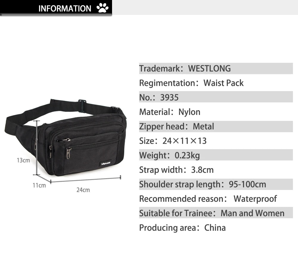 Riñonera Casual y Funcional Unisex Impermeable - Fanny Pack de Nylon