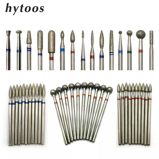 Set de 10 Brocas para Torno de Uñas HYTOOS - Fresas de Diamante para Cutículas, Cortadores para Pedicura, Accesorios para Uñas