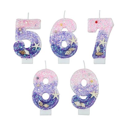 Decoración de Pastel Sirena Oceánica - Vela Digital en Forma de Sirena Rosa y Púrpura para Cumpleaños