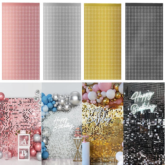 Cortina de Tinsel Metálica para Fondo de Fiesta - Decoración para Cumpleaños, Bodas y Baby Showers