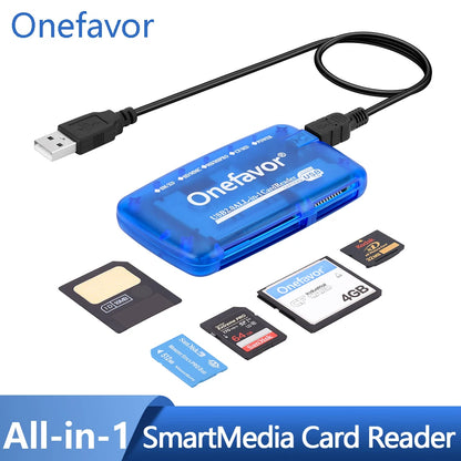 Lector de Tarjetas de Memoria Portátil USB 2.0 Todo en Uno para SM, SD, MMC y Memory Stick | Alta Velocidad