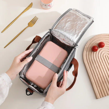 Bolsa de Almuerzo Térmica  OL, Bolsa de Mano Insulada y Resistente al Agua, con Correa para Hombro y Estilo Tote para Oficina
