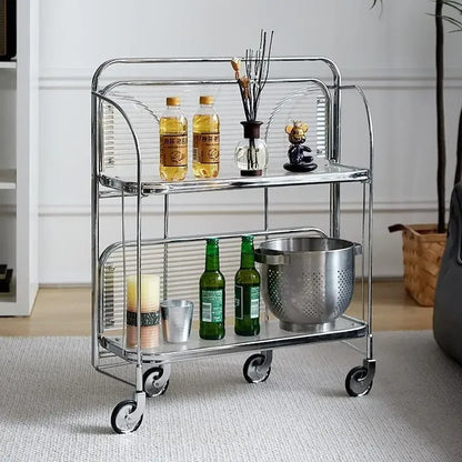 Carro de vidrio transparente para comedor, mesa de rueda para Bar, cocina, hogar, mesa lateral plegable, sala de estar, dormitorio, estante móvil, muebles