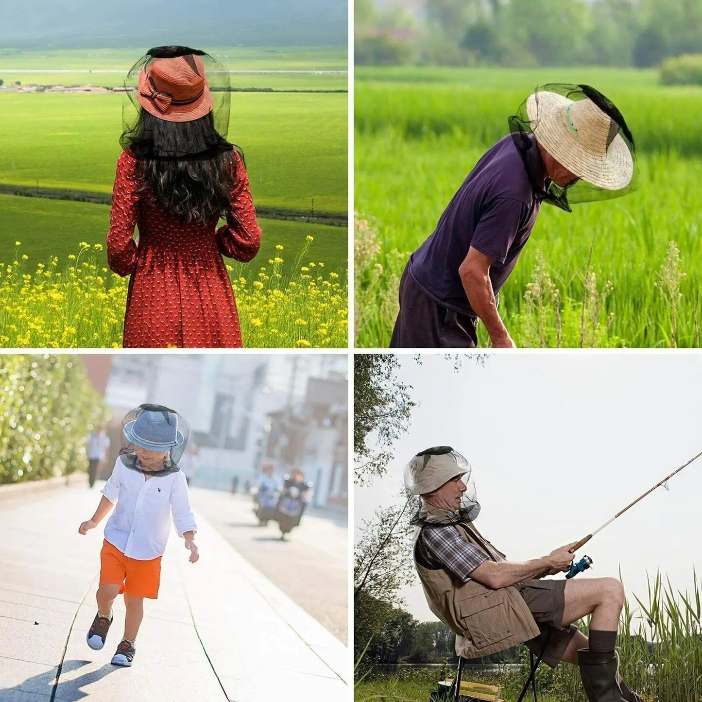 Sombrero Antimosquitos para Pesca al Aire Libre, Protector Facial para la Cabeza, Malla Antiinsectos, Cubierta para la Cabeza
