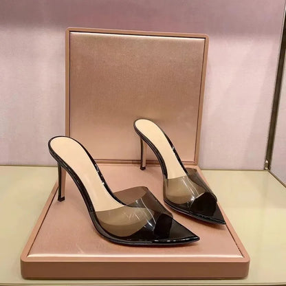 Elegantes Tacones Transparentes Abiertos - Chic Sandalias con Punta