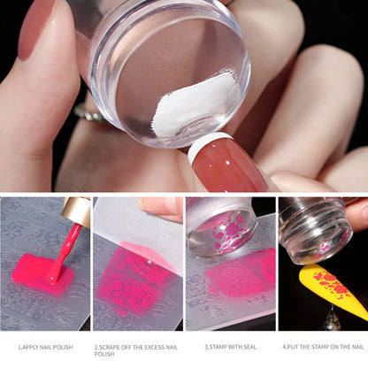 Uñas accesorios y herramientas plantillas para uñas nails Placas de estampado para uñas, juego de rascador de gelatina transparente, estampado de silicona, diseño de malvavisco, accesorios de manicura, herramienta