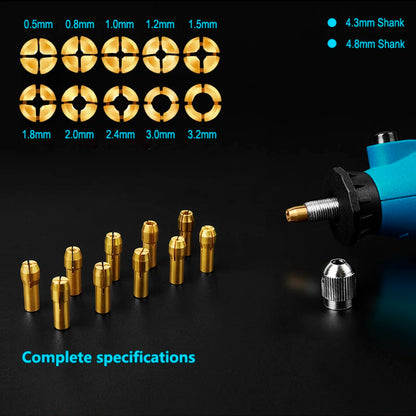 Juego de 10 Porta Brocas XCAN para Mini Taladro de 0.5-3.2mm con Vástago de 4.3/4.8mm - Adaptadores de Latón para Herramientas Rotativas Dremel
