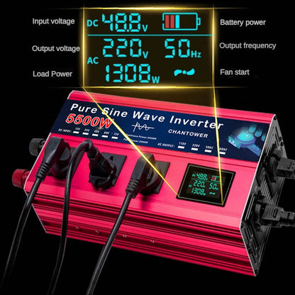 Inversor de onda sinusoidal pura 5500W/5000W DC 12V/24V/48V/60V/72V a AC 110V/220V para coche y energía solar