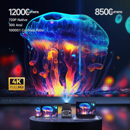 Proyector Portátil Magcubic HY320 720P HD con WiFi6 y Bluetooth 5.0 - Cine en Casa y Exterior, Compatible con 4K y Android 11
