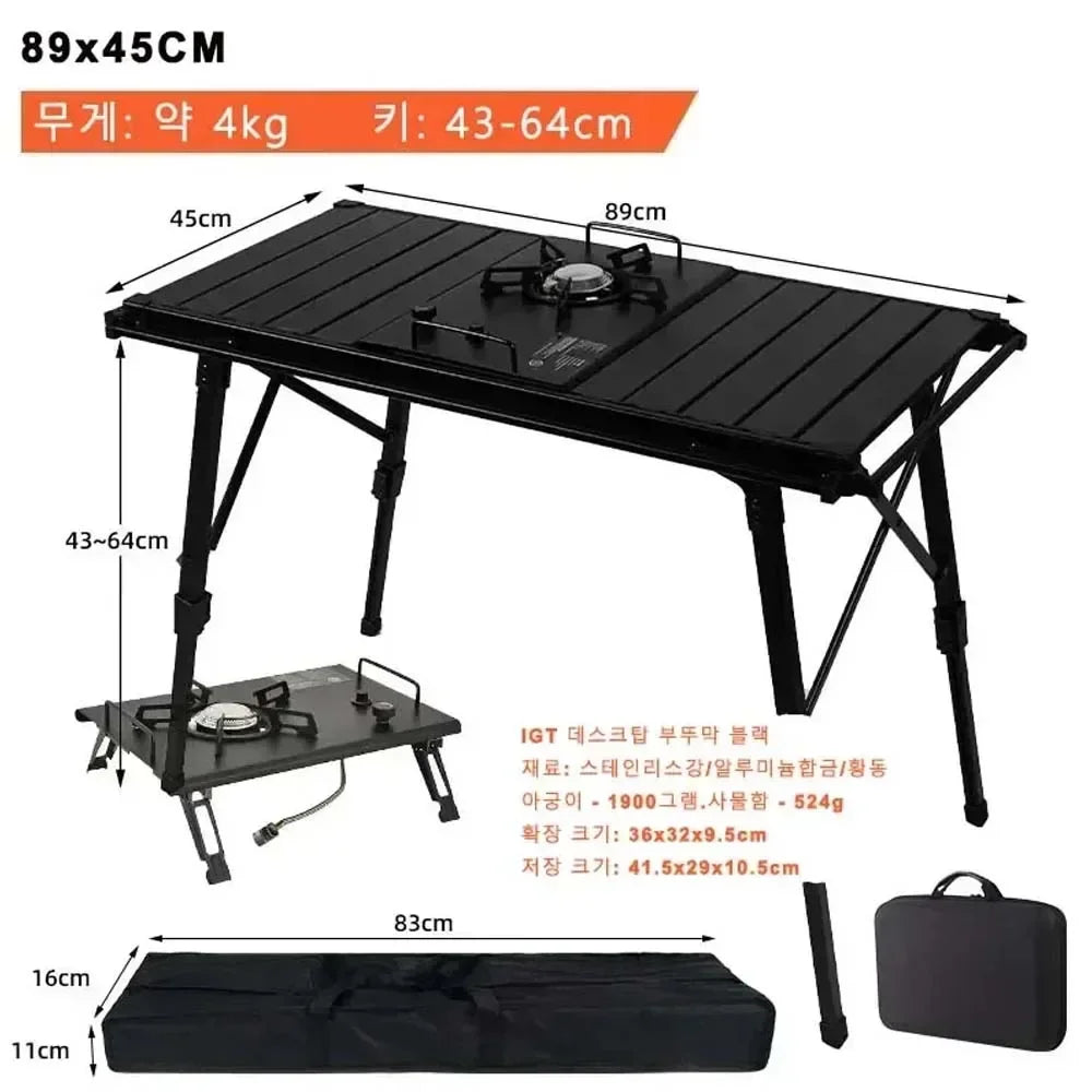 Mesa plegable KRC-MESA DE MADERA IGT, ligera y portátil para camping, barbacoa, picnic al aire libre y pesca, 2024