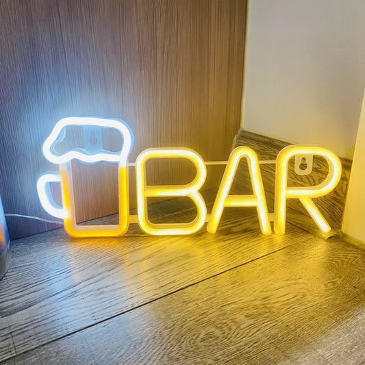 Luz de Neón LED con Forma de Vaso de Cerveza, Decoración Luminosa para Taverna, Pequeñas Reuniones y Ambiente
