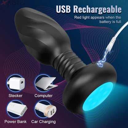 Masajeador Prostático con Control APP – Vibrador Masculino Rotatorio, Plug Anal Inalámbrico con Modos de Vibración para Estímulo Dual