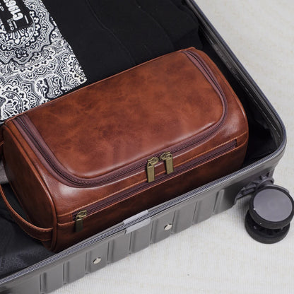 Neceser de Cuero para Hombres y Mujeres - Kit Dopp con Gancho para Viaje