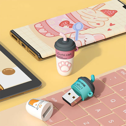 U&H V013 Pendrive USB Milk Tea con Llavero | 4GB - 256GB | Memoria USB Flash Disk para PC y Laptops | Diseño Portátil y Resistente | USB 2.0