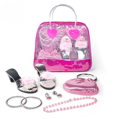 Set de Joyería para Niñas con Zapatos de Cristal, Collar, Corona, Aretes y Pulsera, Juguete de Maquillaje y Disfraz de Princesa para Juego de Rol