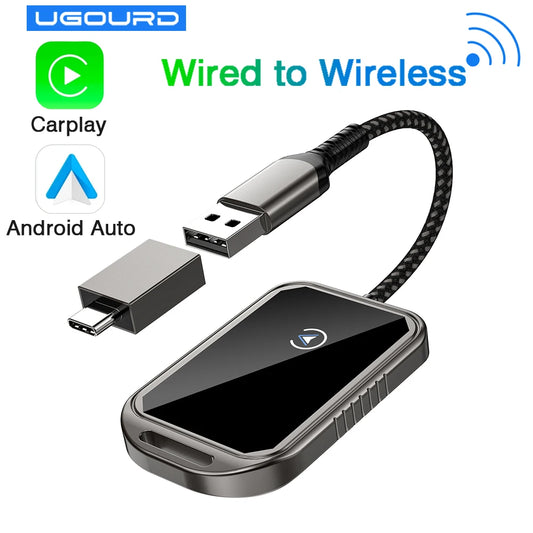 Adaptador Inalámbrico 2 en 1 para CarPlay y Android Auto – Mini Box Dongle para Vehículos con Puerto USB-C
