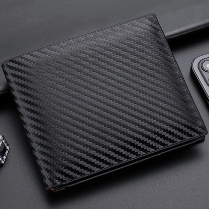 Nueva Cartera Corta de Fibra de Carbono para Hombre con Cremallera Integrada y Bolsillo para Monedas