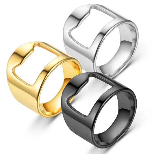 Anillo Abrebotellas Creativo con Sacacorchos de Acero Inoxidable - Anillo para Abrir Botellas de Cerveza y Latas, Accesorios Geniales para Bar y Cocina, Regalos Únicos