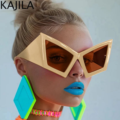 Gafas de Sol Ojo de Gato Oversized UV400 para Mujer | Estilo Punk y Protección a Prueba de Viento - Diseño de Montura Grande