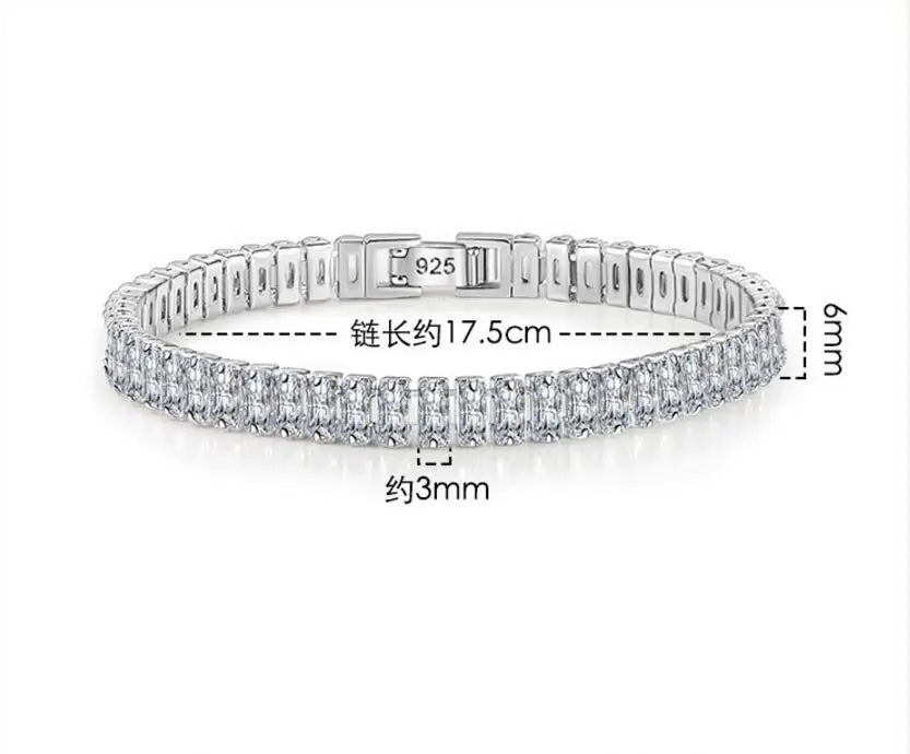 Pulsera de moissanita auténtica de 3/3, 5/4/5mm, de plata de ley S925 brillante, joyería de diamantes para fiesta de boda de lujo