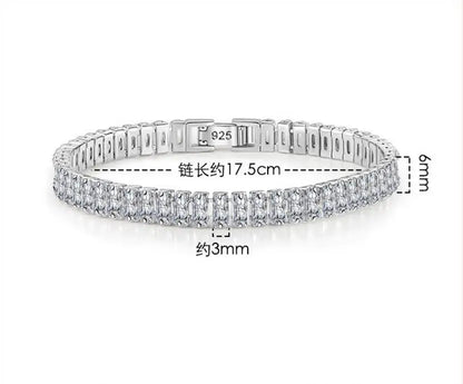 Pulsera de moissanita auténtica de 3/3, 5/4/5mm, de plata de ley S925 brillante, joyería de diamantes para fiesta de boda de lujo