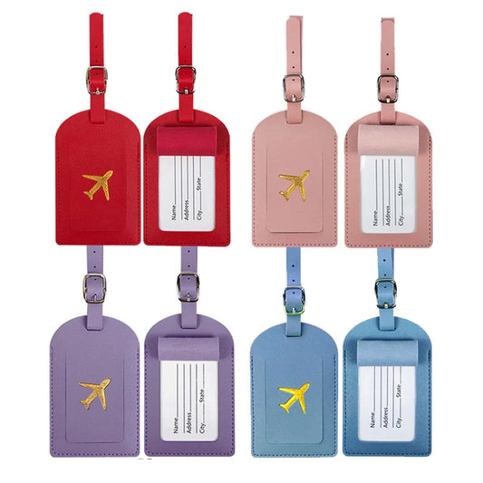 Etiqueta de Equipaje y porta pasaporte de Cuero PU para Hombres y Mujeres – Soporte de ID y Dirección para Maletas y Bolsas de Viaje