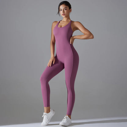 Bodycon Enterizo Deportivo Sin Espalda para Mujer - Push-Up, Yoga y Fitness