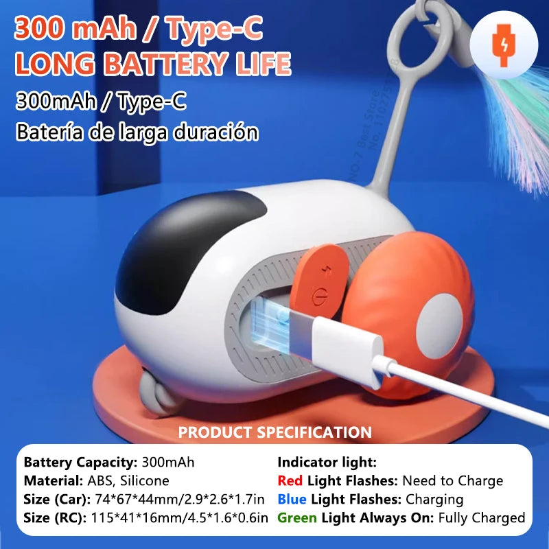Juguete Inteligente para Gatos: Coche Interactivo con Bola, Control Remoto Automático - Accesorios para Gatos en Interiores - Suministros para Mascotas y Gatitos