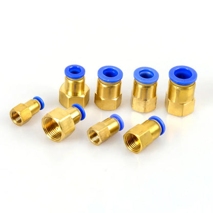 Conector Neumático Rápido de Latón PCF - Para Tubos de Aire de 4mm a 16mm y Rosca BSP de 1/8" a 1/2"