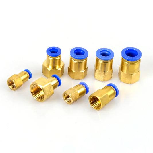 Conector Neumático Rápido de Latón PCF - Para Tubos de Aire de 4mm a 16mm y Rosca BSP de 1/8" a 1/2"